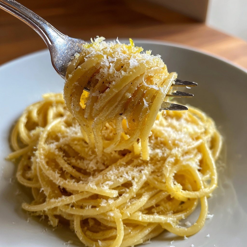 Spaghetti mit Zitronenschale und Parmesan
