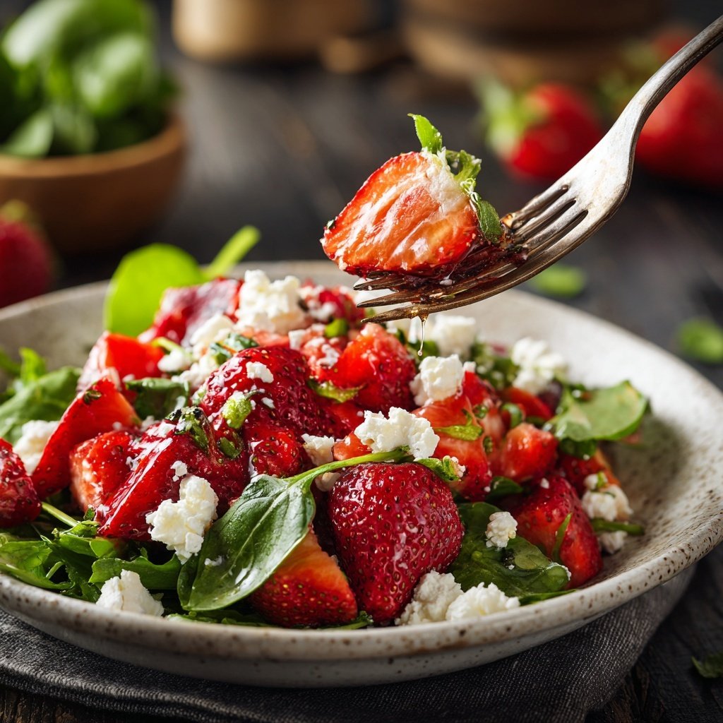 Salat mit Erdbeeren und Feta