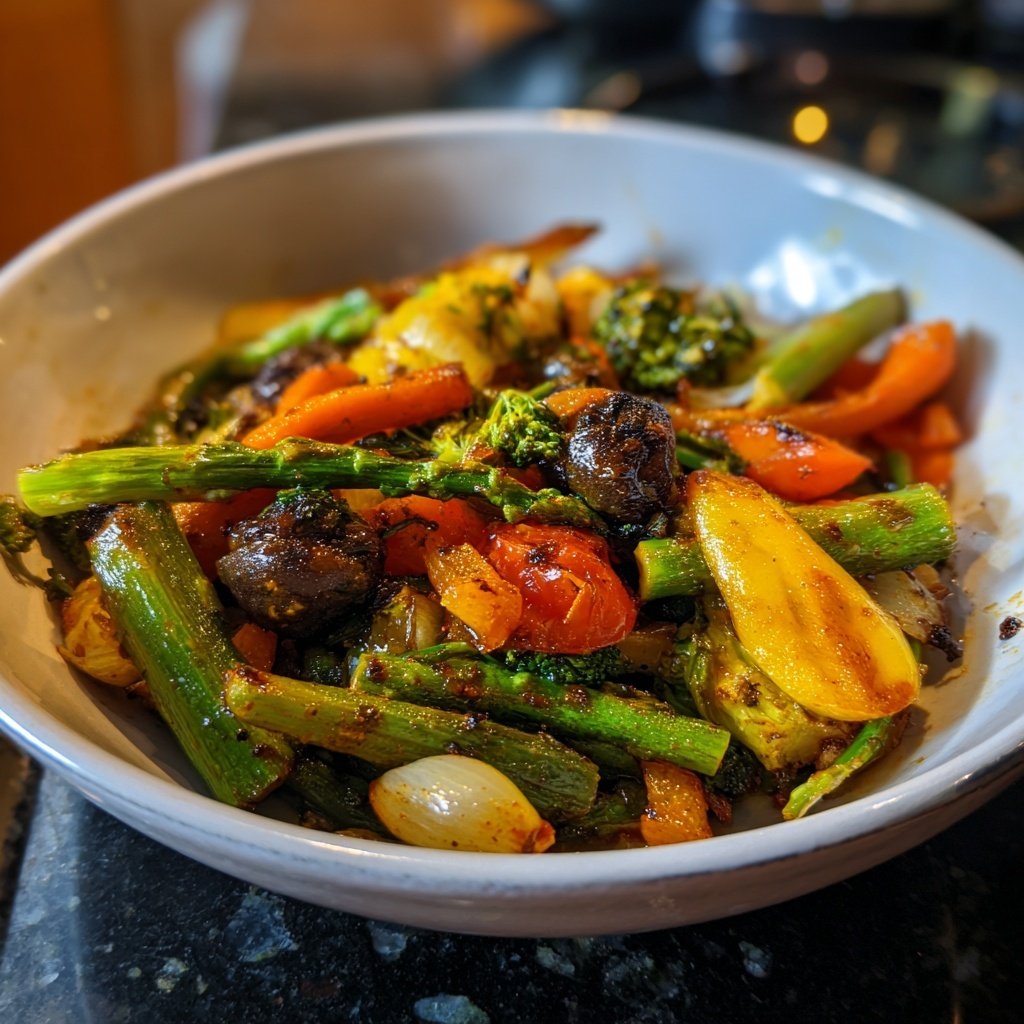 Abendessen mit gebratenem Gemüse