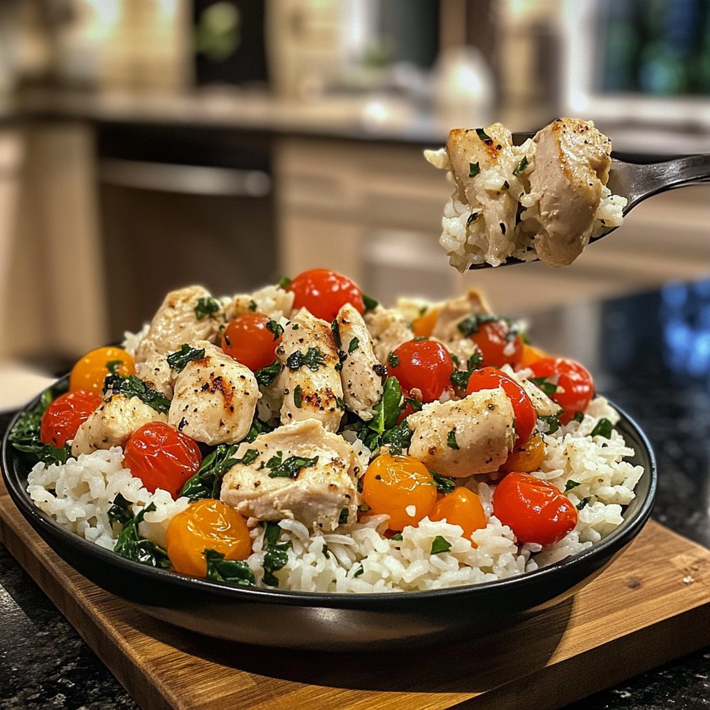 High Protein Bowl mit Reis und Hähnchen