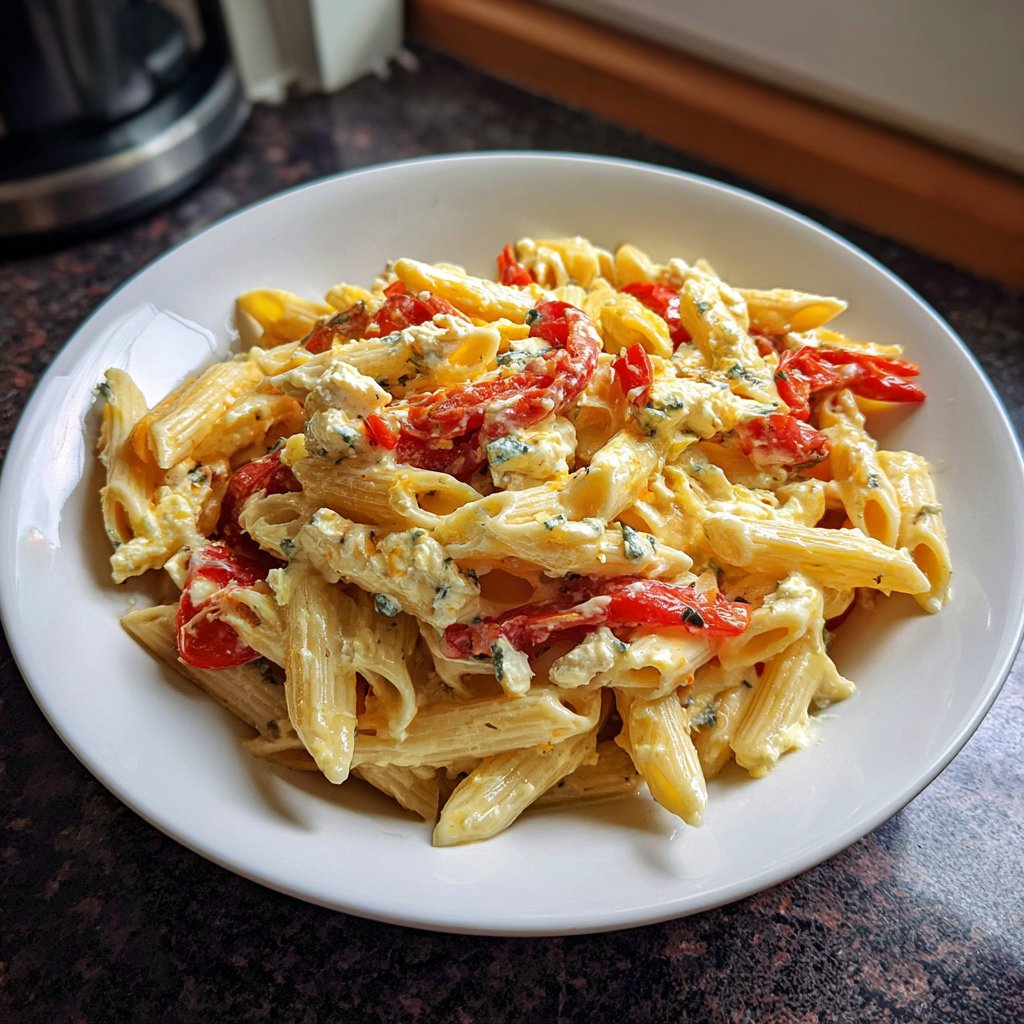 Penne mit Paprika und Feta