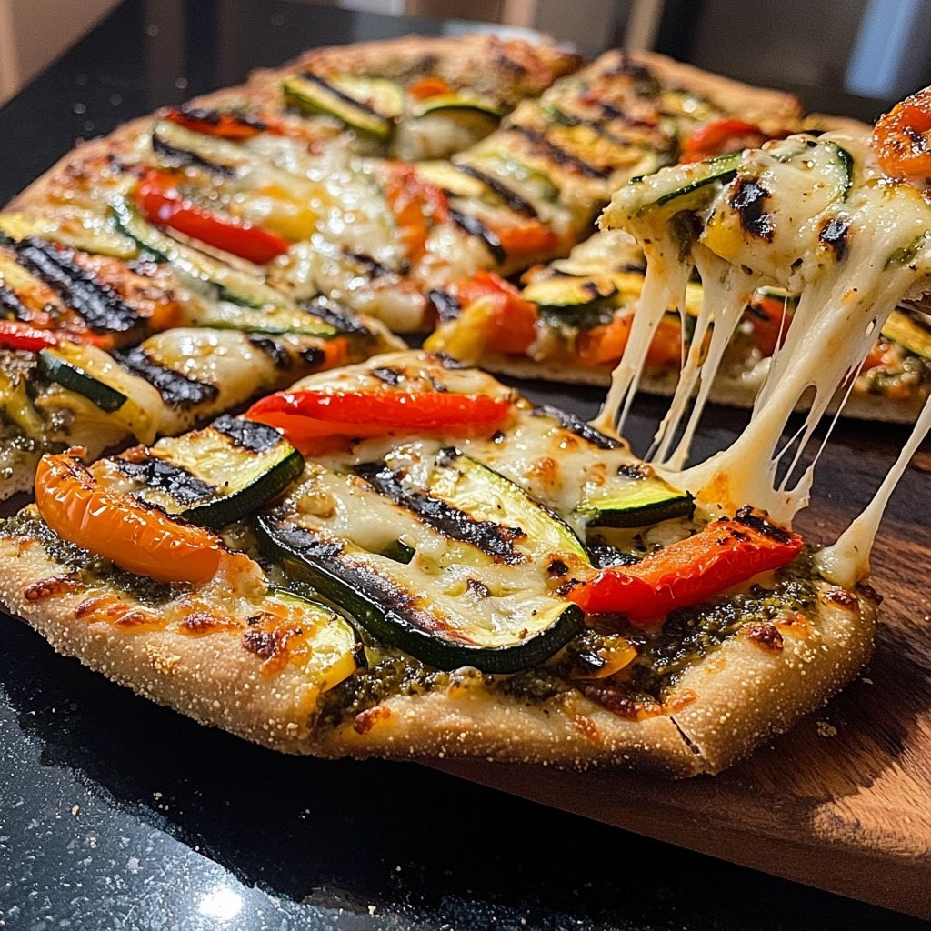 Pizza mit Gemüse vom Grill