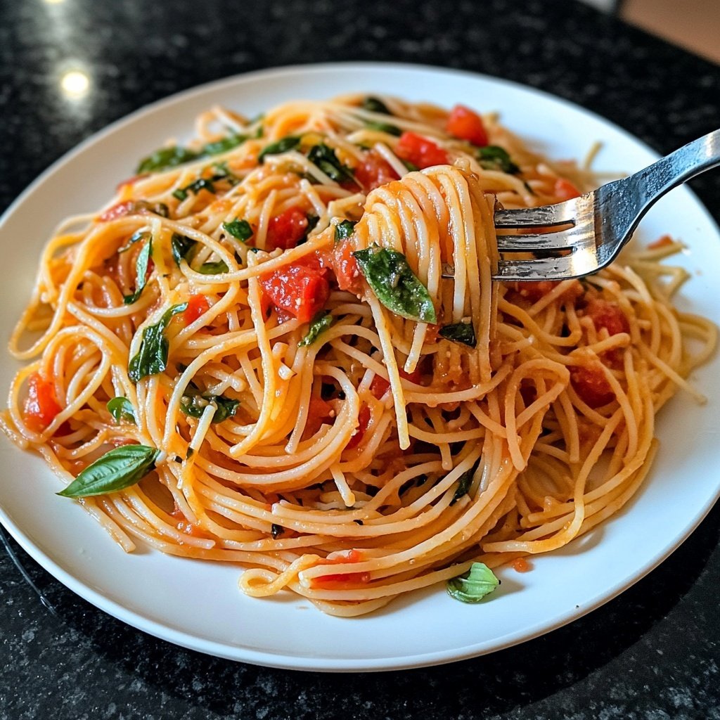 Spaghetti mit Tomaten-Basilikum-Sauce